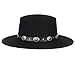 Women Men 100% Wool Classic Felt Fedora Hat Wide Brim Flat Top Jazz Panama Hat with Belt Buckle Casual Party Church Hat Black