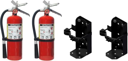 Fire and Safety Plus 5lb ABC Dry Chemical Fire Extingusher WHeavy Duty Vehicle Bracket (2) each