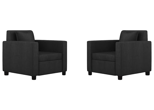 Image of 3+1+1 Seater Sofa Set with Ottoman -Modern Velvet Fabric Sofa Set for Living Room, Deep Seating Comfort with Cushions (Black)