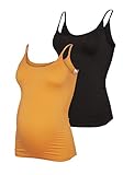 MAMALICIOUS Damen Mlheal Strap Top 2-p A., Vibrant Orange/Pack:black, Einheitsgröße
