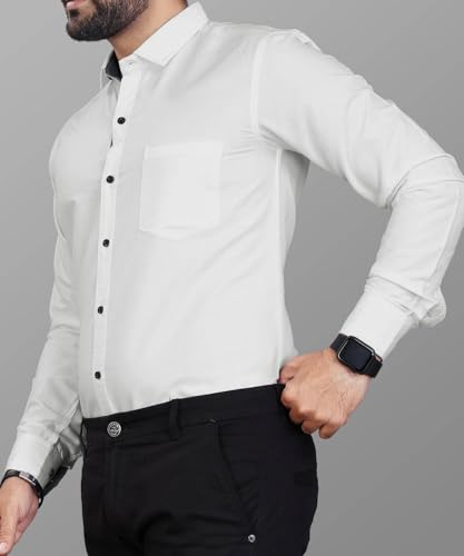 Image of Teaserwear Mens Slim Fit Casual Shirt | Solid Polo Neck Design | Premium Cotton Blend Fabric | Full Sleeve Formal and Casual Wear for Men