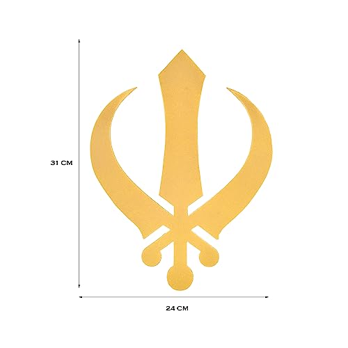 Image of METSY Metal Golden Sikh Religious Symbol Khanda 3D Acrylic Wall Hanging Decor Items For Room /Living Room /Bedroom /Office /Home | Metal Wall Art | Wall Decor Items