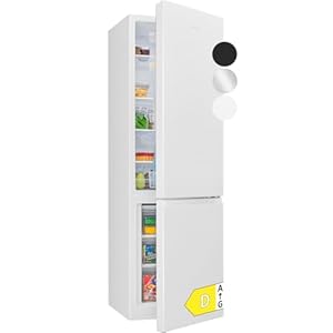 Bomann Réfrigérateur et congélateur 269L blanc KG184-1-inox/blanc, Capacité nette : 269 litres, Contrôle de la température en continu, Charnières de porte à droite, interchangeables