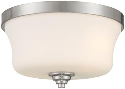 Minka Lavery 4927-84 Shyloh Flush Mount, 2-Light, 120 Total Watts, 13.75-in H x 7.75-in W, Brushed Nickel