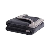 PiccoCasa Flanell-Fleecedecke, weich, leicht, warm, flauschig, für alle Jahreszeiten, breiter Saum, luxuriös, bequem, dekorativ für Couch, Wohnzimmer, Schiefergrau, 58 x 75 cm