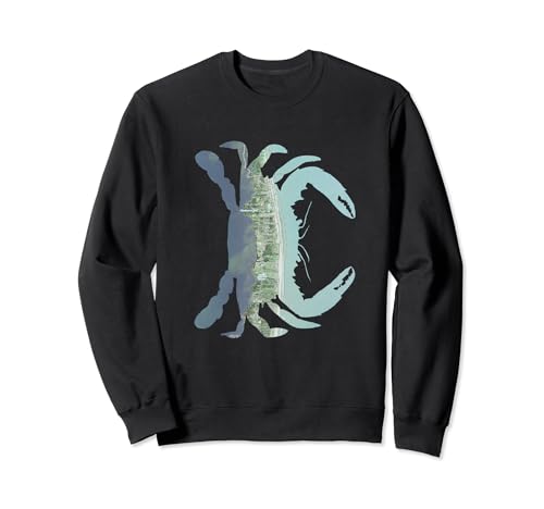 Rodanthe NC Blue Crab Silhouette Mapa Satelital Sudadera