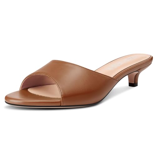 Image of TNYNFBEB Womens Low Kitten Heel Open Toe Sandals Mules Shoes Slingback Prom Party Dress Summer 1.4 Inches Heels