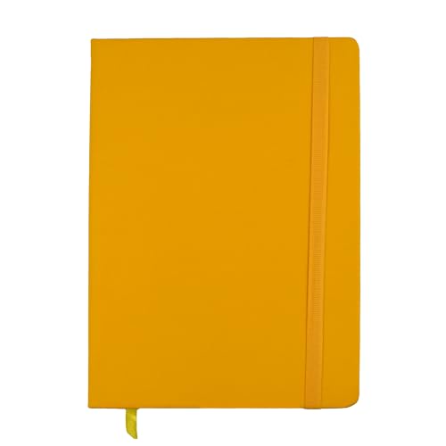 Image of Cubic Premium A5 PU Leather Hardbound Diary | Yellow Color | Elastic Closure | Built-in Bookmark | Pen Holder | Ideal for Work, Study & Journaling