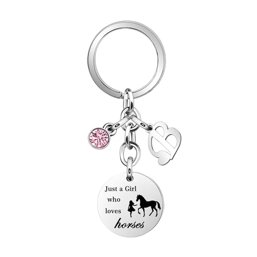COEROW Portachiavi a forma di cavallo, con lettera iniziale ""Just A Girls Who Loves Horse"", portachiavi a forma di cavallo, per donne, ragazze, nipote, B, 2.5cm