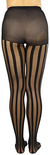 ToBeInStyle Women's Pinstripe Sheer Opaque Striped Tights Vintage Fishnet2