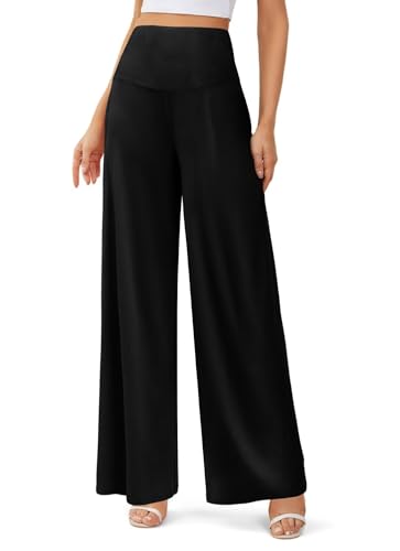 JZC Women's Palazzo Lounge Pants Stretchy Wide Leg Casual Pants Comfy High Waist Flowy Pants S-3XL