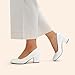 DREAM PAIRS Women's Pumps Low Chunky Block Heel Dress Shoes Closed Round Toe Comfortable Heels,Size 9,White-Pu,SDPU2462W