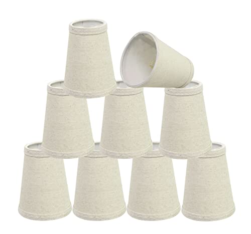 Aspen Creative 32653-9B, Empire Clip-On Chandelier Lamp Shade, Oatmeal, 2 1/2" Top x 4" Bottom x 5" Slant Height, Set of 9