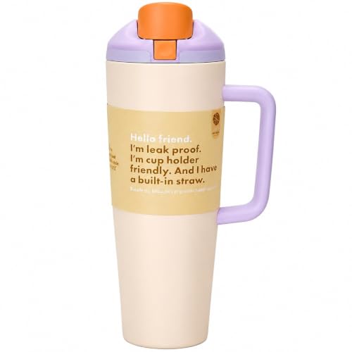 Image of HomeCloud 1200ML Stainless Steel Water Bottle - Double-Wall Vacuum Insulated, Leakproof Straw Lid, BPA-Free Reusable Travel Flask with Two-Way Spout for Gym, Office & Outdoor Use (H Beige)