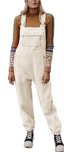 Ebifin Jumpsuits für Damen Lässiger Latzhose Arbeitshose Fleece Warme...