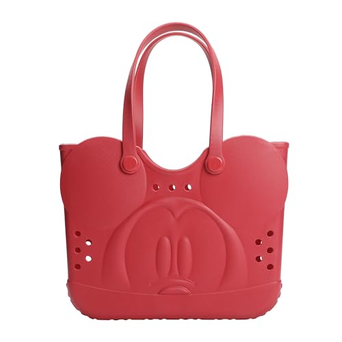 Disney Mickey Mouse 3D Character Face 16.5 Red EVA Molded Gummy Tote