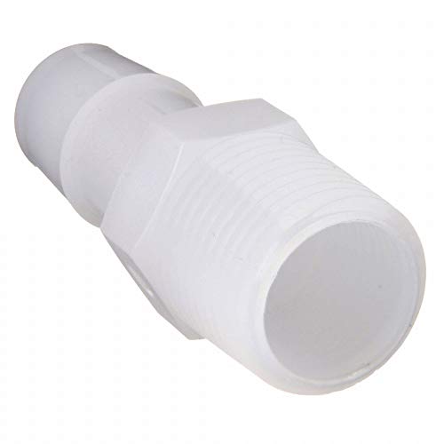 Eldon James A8-6HDPE High Density Polyethylene Adapter Fitting, 1/2-14 NPT to 3/8