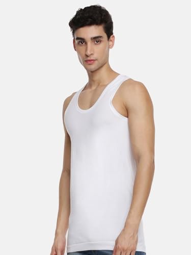 Image of RAMRAJ COTTON Men's Comfort Combed Cotton Sleeveless White Vest /Banian | Scoop Neck Super Breathable Undershirt