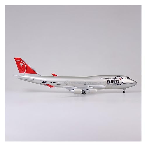 Avión coleccionable B747 Northwest de resina con acabados premium vintage de 47cm sin luz 4