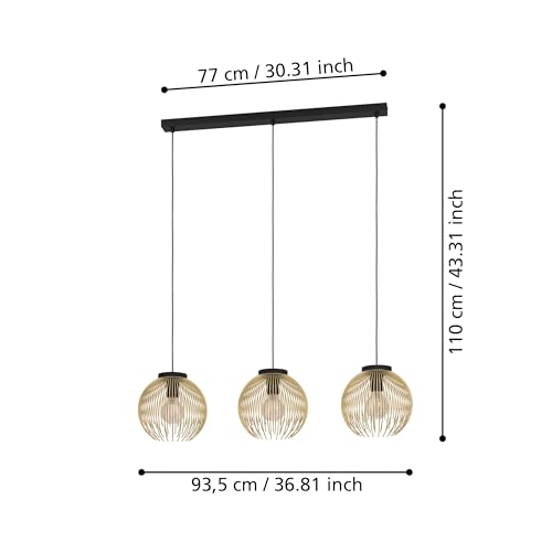 EGLO Caminia LED Pendant Light, Hanging Lamp for Dining Table, Bedroom and Dining Room, Metal Beige and Gold, GU10 Bulb, Warm White - Image 3