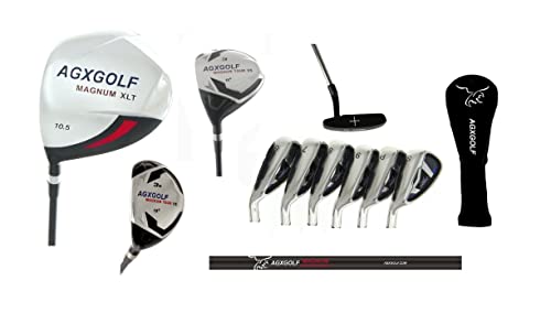 AGXGOLF Men's Left Hand XS Tour Magnum Regular Length Complete Golf Club Set w/Oversize Driver, 3 Wood, 3 Hybrid + 5-9 Irons + PW & SW, Free Putter: Built in The USA!