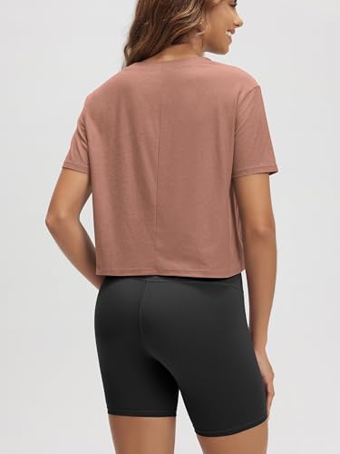 Image of ODODOS Women's Performance Cropped Tee Ultra Soft odSTRATUM Tech Short Sleeve Relaxed Top Crew Neck T-Shirts