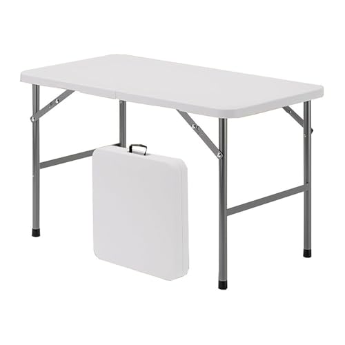 TBATM Mesa de Jardin Exterior Portatil, Mesa Plegable Playa Rectangular, Mesa Multiusos Blanca Ideal para Camping Cocina Balcón Terraza, Capacidad 4/6 Personas
