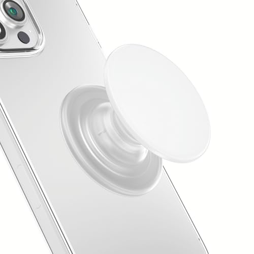 Grippopso Expandable and Collapsible Phone Grip Stand Holder Compatible with Kindle Smartphone Tablet Cell Phone Accessory Transparent White