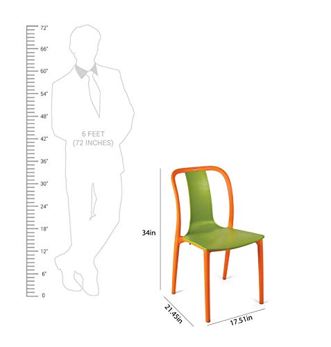 Image of Cello Cheer Chair (Green and Orange, Set of 4) | Strong and Durable | Easy to Clean | Chair for Living Room, Bed Room, Kitchen, Office Room, Outdoor | 3 Years Warranty