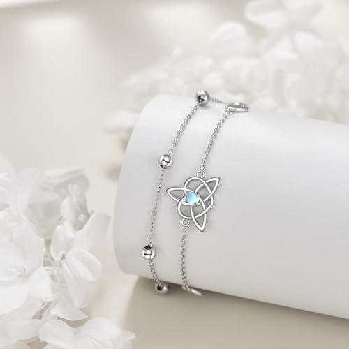 Image of VONALA Evil Eye Anklet 925 Sterling Silver Irish Celtic Knot /Witches Knot /Claddagh /Infinity Heart /Butterfly /Pineapple Chain Hotwife Anklet Foot Ankle Jewerly Gift for Women Mother Wife Sisters