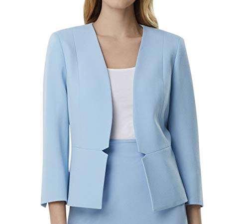 Tahari By ASL Women's Blazer Pastel Petite Open Front Blue 10P