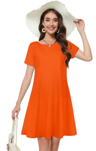 Image of Summer Dresses for Women Casual Tshirt Short Sleeve Floral Sundress Beach Cover Ups with Pockets 2026