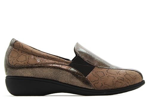 Doctor CUTILLAS - Zapato de Mujer con cuña y Gomas en los Lados,Suela de Goma,mocasín clásico,con Brillo para: Mujer Color: Marron Talla:37 Doctor CUTILLAS - Zapato de Mujer con cuña y Gomas en los Lados,Suela de Goma,mocasín clásico,con Brillo para: Mujer Color: Marron Talla:37