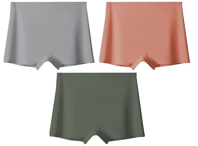 Women's Ice Silk No Show Line Seamless Boyshort Panty, Free Size (Pack of 3 Panty)-image-30