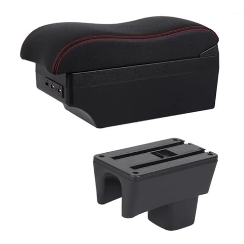 車用アームレスト センターコンソール 内装詳細 収納ボックス 改造パーツに適合するスズキに適合するスイフト用 2005 2006 2007 2008-2023 箱(E2 Red Line)