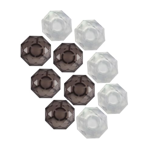 Rockhouse 10pcs Pedal Toppers 10mm Footswitch Button Cap, Black Clear Mixed