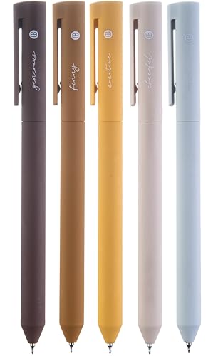 Image of DIVERSEBEE Gel Ink Pens Assorted Colors, 0.5 mm Fine Point, Bible Pens No Bleed Through with Cute Fine Tip, Bible Study Journaling Supplies Set, 5 Pack (Brown)
