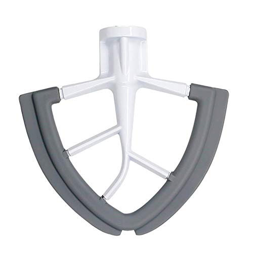YMSDZHL 4.5-5 Quart Flex Edge Beater with Scraper for Tilt-Head Mixers All-Metal Die Cast Blade with Both-Sides Flexible Silicone Edges (Grey)