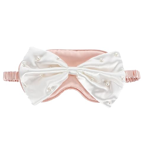 FOMIYES Venda Dormido Para Dormir Sombra De Ojos Cómoda Chica En El Con Lazo De Perlas Máscaras Antifaz Para Dormir Suave Para Dormir Noche Rosa Poliéster