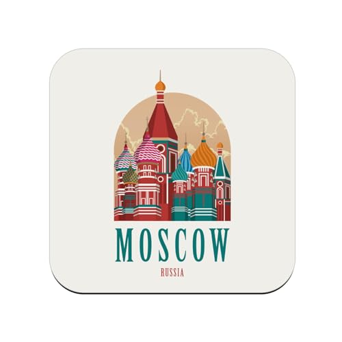 sous Verre en Bois - Moscou Russie Illustration Cathédrale Monument Voyage - 1 unité (95 x 95 mm)