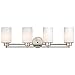 Modern Bathroom Light with White Glass in Satin Nickel Finish