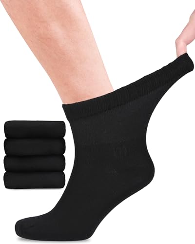 Image of Fiera Besa Diabetic Bamboo Socks with Lycra for Men - Ankle High - No Seam at Toe Nails - Business and Leisure - Suitable for Seniors - 4 Pairs