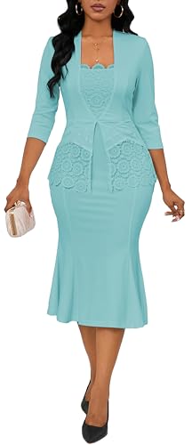 Image of Elegant Church Dress for Women Midi Dresses Work Wear Vintage Pencil Dress for Business Casual Outfits