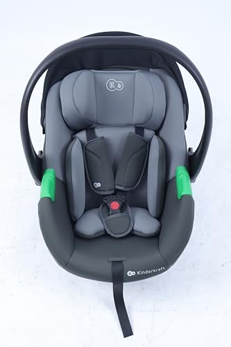 Kinderkraft MINK PRO 2 i-Size FX2, Silla de coche para bebé (40-87 cm), con base ISOFIX, Grupo 0+, Reposacabezas ajustable, Incluye inserto para Bebé, Gris