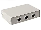 Sunskey RJ45 Manual Network Switch Metal Housing Network Sharing Selector Mini LAN Cable Switch 2 in 1 Out 1 in 2 Out Bidirectional Ethernet Desktop Switch 10/ 100M Network Hub (2 Port)
