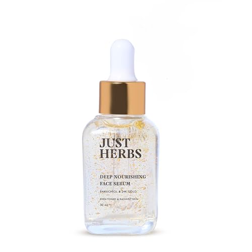 Just Herbs Face Serum | 24K Gold, Bakuchiol | Anti-ageing Face Serum for Women | Instant Hydration – 30ml