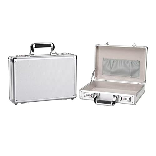 Suitcase Aluminum Briefcase,Aluminum Storage Box, Safe Laptop Briefcase,Home Invisible Cash Money Case, Briefcases For Men And Women (Color : Silver, Size : 14in)