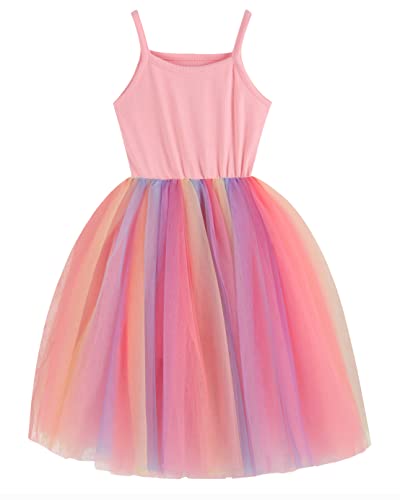 Image of GSVIBK Baby Girls Tutu Dress Sleeveless Toddler Cotton Tulle Skirt Princess Party Prom Dresses