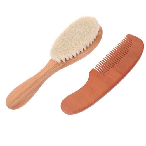 ifundom Baby Hair Products Wood Comb Wool Brush Set Gentle Hair Care for Newborns