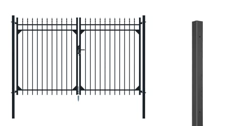 Alberts 511227 Doppeltorset Columbus, zum Einbetonieren | verschiedene Höhen - wahlweise in verschiedenen Farben | matt-schwarz | Höhe 180 cm | Breite 3 m